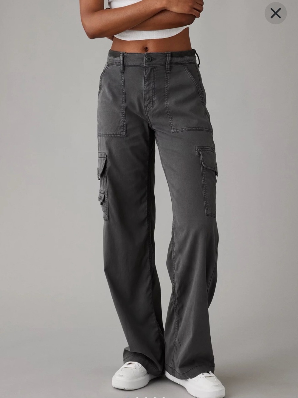 AE Dreamy Drape Stretch Cargo Super High-Waisted Baggy Wide-Leg Pant 4 short - Picture 4 of 6